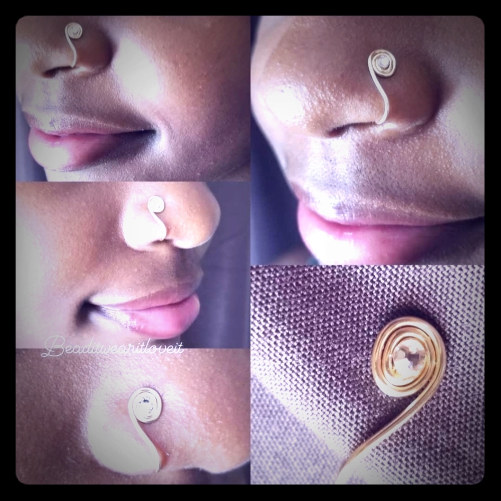 SWAROVSKI CRYSTAL CLIP ON NOSE RING, SILVER #5